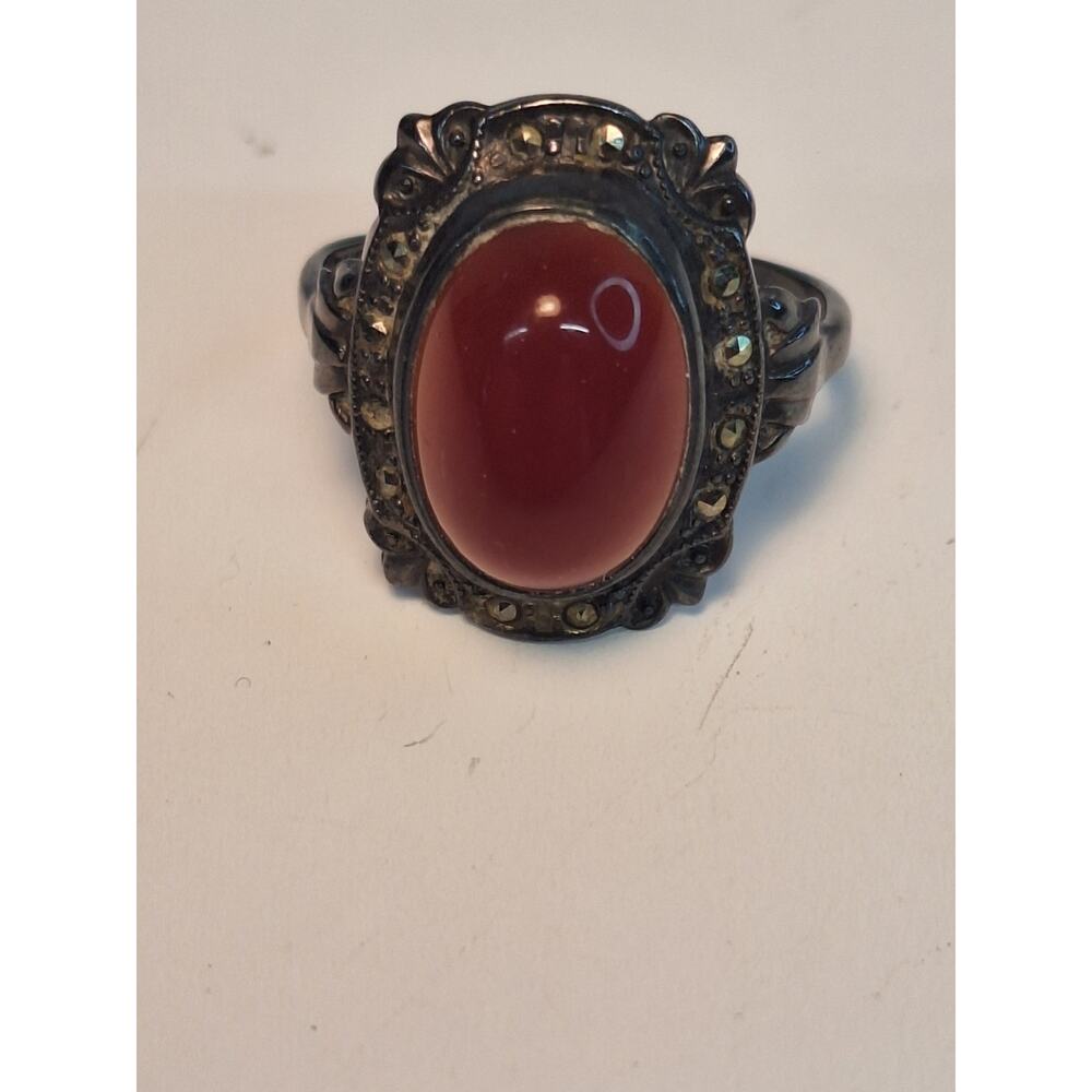 Vintage Sterling Silver and Carnelian Ladues Ring .